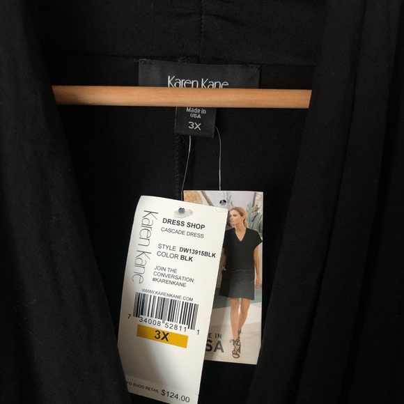 Karen Kane Black Faux Wrap Dress Stretch Knit 3X - Picture 10 of 11